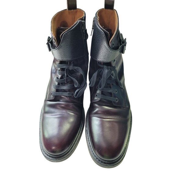 Italian Leather Side Zip Lace-Up Ankle Boots Mens 9 Brown George Brown BILT - Picture 13 of 14